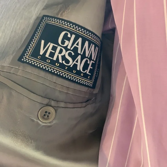 Light gray suit with baby blue pinstriped. 42L